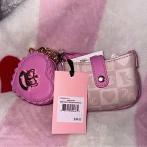 NWT Juicy Couture Sweet Break Time Mini Tab Wristlet in Sandstone/Pink